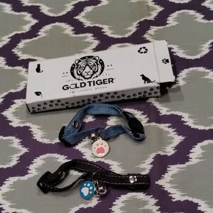 Gold Tiger Pet Collars with Paw Charms